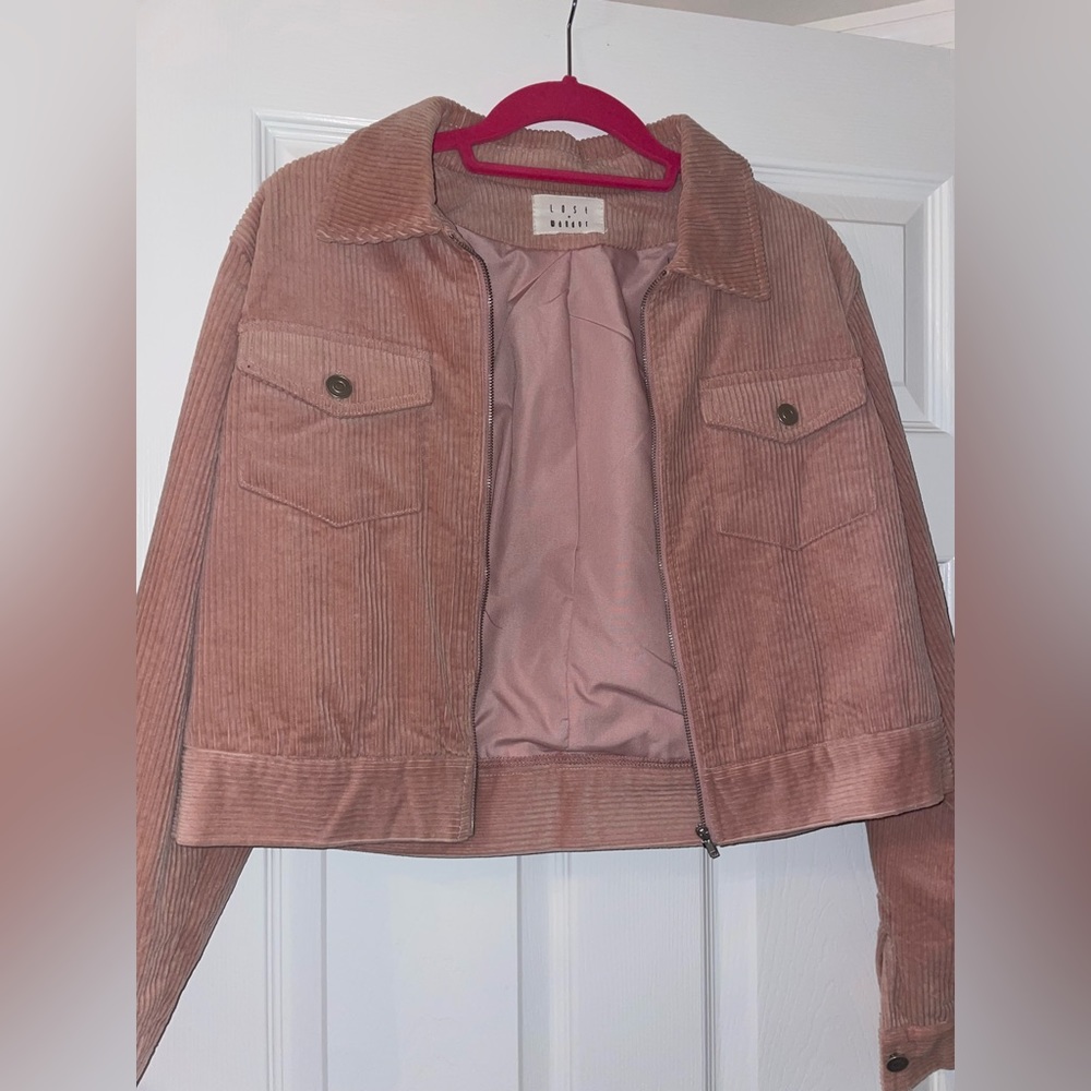 Pink Corduroy Cropped Jacket